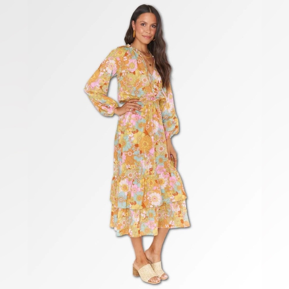 Show Me Your Mumu Cait Midi Dress ~ Groovy Blooms